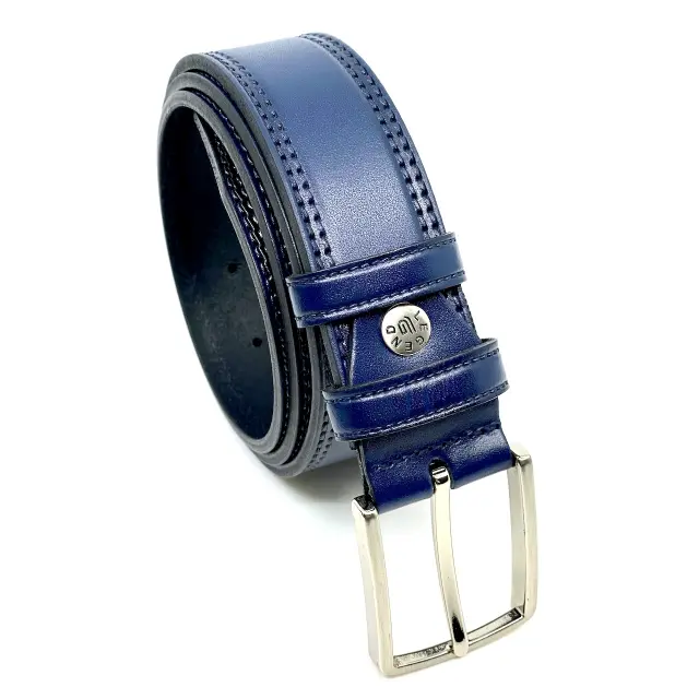 Μπλε Δερμάτινη Ζώνη Full Grain 3,5 cm 3