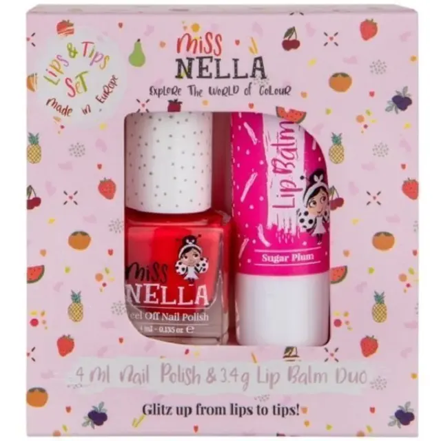 Miss Nella Παιδικό Σετ Lip Balm Sugar Plum 3.4g & Peel Off Βερνίκι Νυχιών Tickle Me Pink 4ml