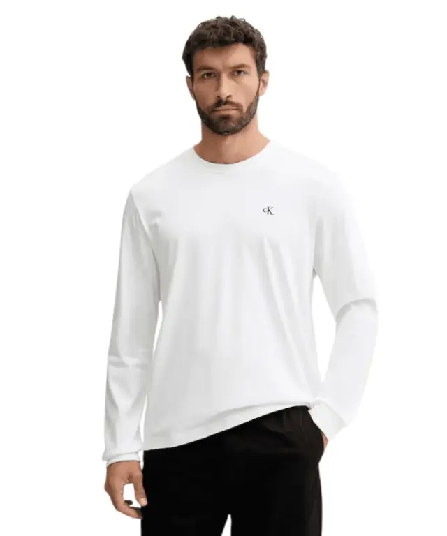 Calvin Klein - Ανδρική Μπλούζα Longsleeve Easy Regular Fit LV04RD247G-YAF Λευκό - XL