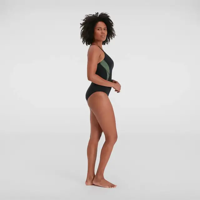 Speedo Women's Placement Muscleback Swimwear Μαύρο - Πράσινο 808694G703 (Speedo) - 36 3