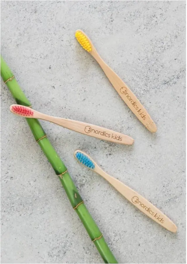 Nordics Bamboo Kids Toothbrush with Yellow Bristles 3