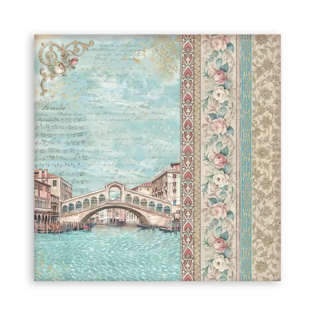 Χαρτιά scrapbooking 22τεμ μονής όψης, 20.3×20.3cm Stamperia, Venice City of Art 3