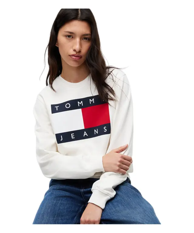 Tommy Hilfiger - Γυναικείο Φούτερ Flag Badge Crew Neck DW0DW23906-YBL Λευκό - M 2
