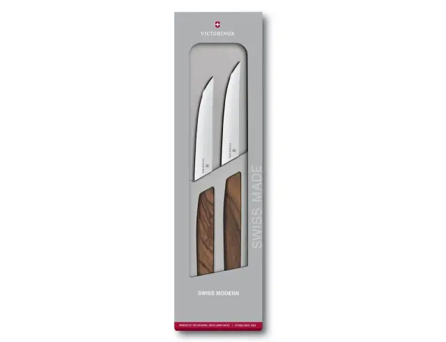 Σετ Μαχαίρια Μπριζόλας Victorinox Swiss Modern με ξύλινη λαβή και μήκος λεπίδας 12cm - 2 τεμάχια - Σε ειδική συσκευασία δώρου6.9000.12G 2