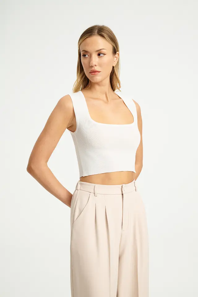 Πλεκτό Crop Top με Τετράγωνο Λαιμό LIMBO KNIT TOP - XS 2