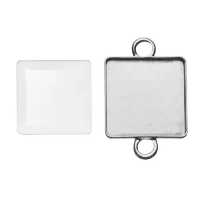 Τετράγωνο Καστόνι Σύνδεσμος 27x27mm + Γυάλινο Καμπουσόν