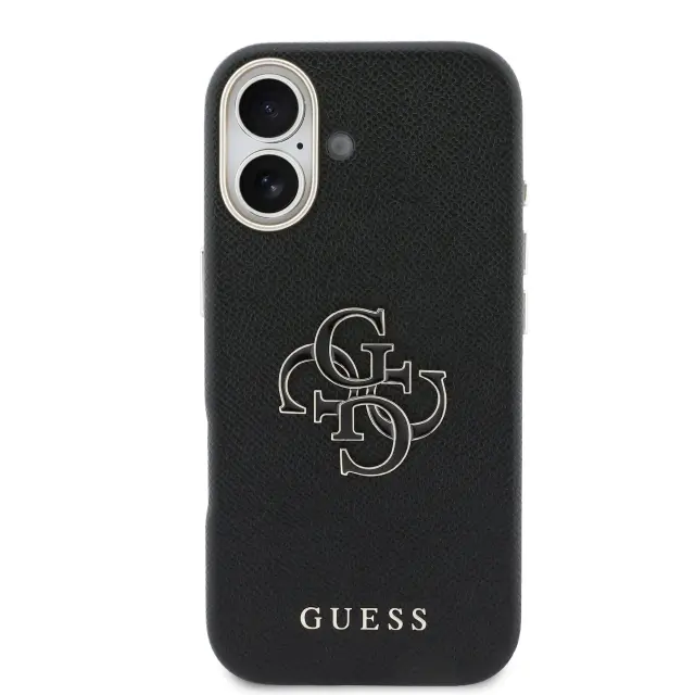 Guess PU Grained 4G Resin Metal Logo Case for iPhone 17 Black 3