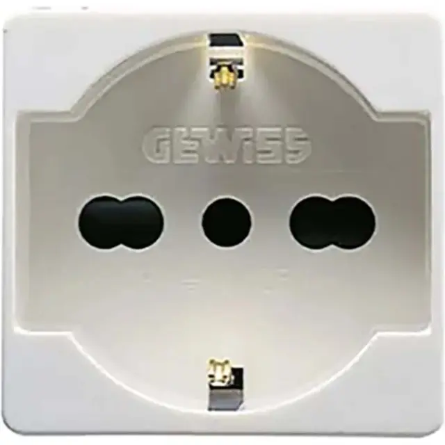 ITALIAN/GERMAN STANDARD SOCKET-OUTLET 250V ac - 2P+E 16A DUAL AMPERAGE - P40 - 2 MODULES - SYSTEM WHITE