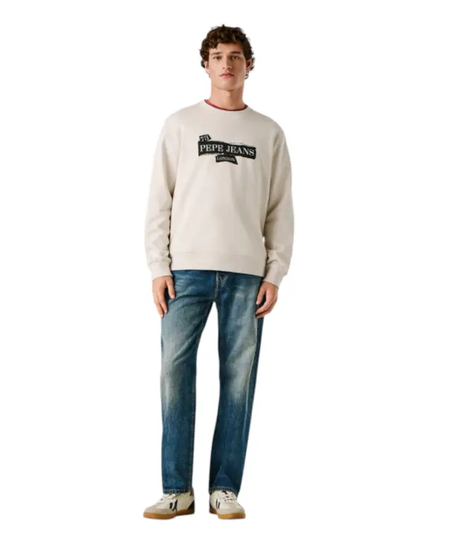 Pepe Jeans - Ανδρική Μακρυμάνικη Μπλούζα Φούτερ Gus Crew PM5800066-804 Εκρού 3