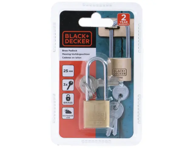 Λουκέτο ασφαλείας μακρύλαιμο Black+Decker με 3 κλειδιά - 25mm 8301100000000000 3