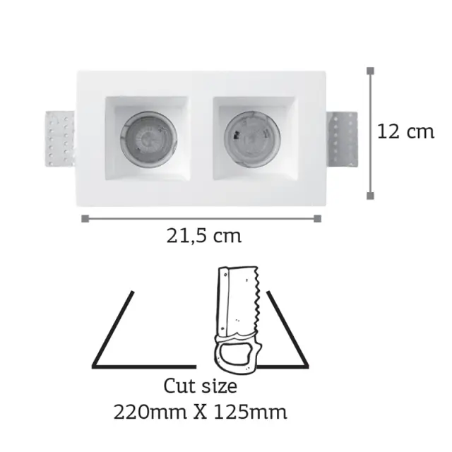 InLight Χωνευτό σποτ λευκό από γύψο 2XGU10 IP44 D:21,5cm (Χ0007) 2