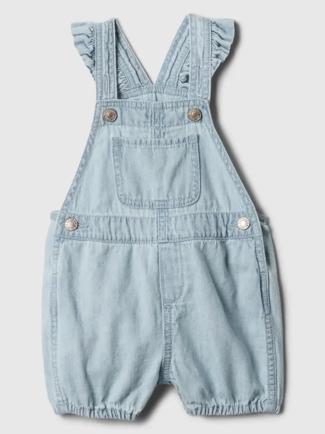 Μπλε Βρεφική Denim Shortall Σαλοπέτα με Washwell light wash