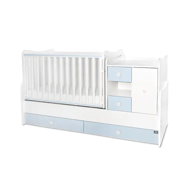 Lorelli Πολυμορφική κούνια - κρεβάτι "MiniMax New" 190/72 White - Baby blue Μπλε