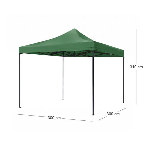 Κιόσκι - Gazebo Bari Megapap πτυσσόμενο μεταλλικός σκελετός - αδιάβροχο ύφασμα χρώμα πράσινο 3x3x3,10m. 2