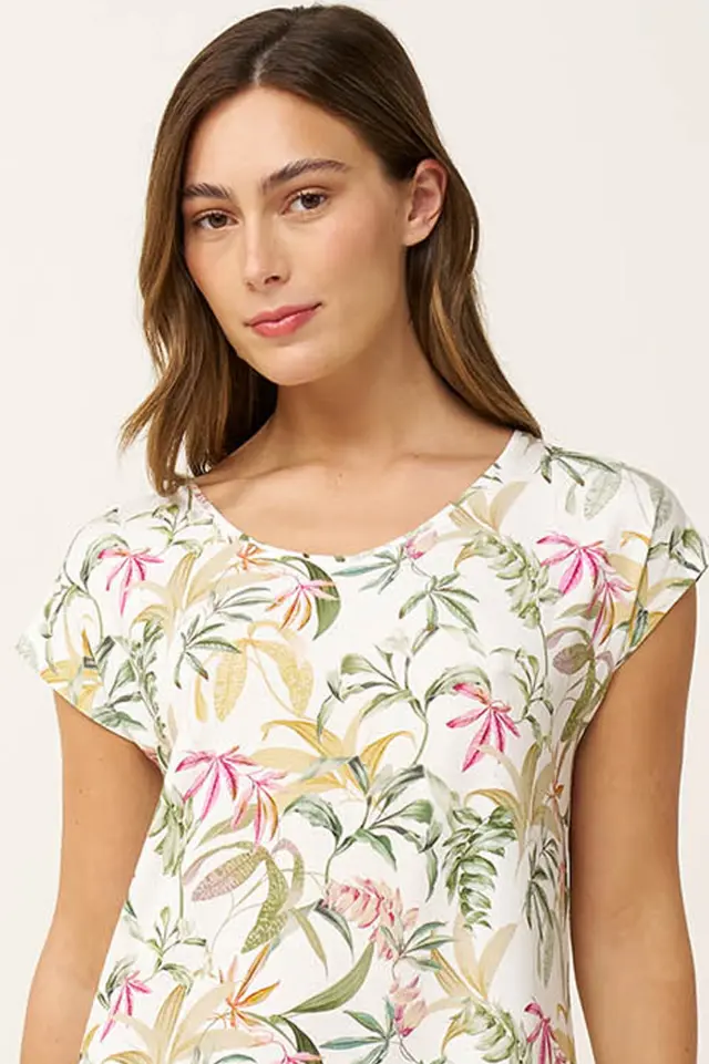 Καλοκαιρινό Αμάνικο Νυχτικό με Botanical Print Vamp 24151 GREEN LODEN 3