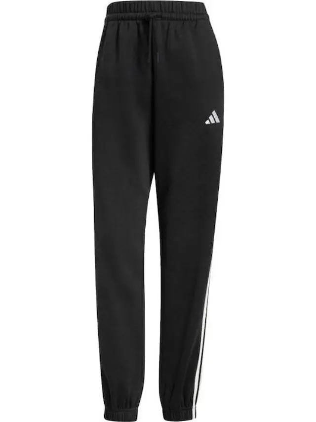 Adidas Essentials 3-stripes Παντελόνι Φόρμας Fleece Μαύρο - M 3