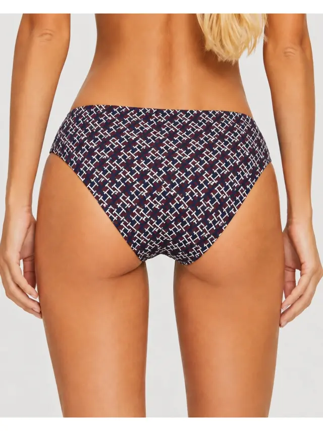 Tommy Hilfiger Γυναικείο Bikini Σλιπ με Monogram Print Μπλε/Μπορντό - M 3