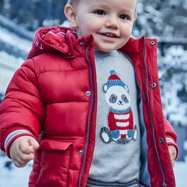 Baby 6 μηνών έως 4 ετών Ζέρσεϋ κεντητό ινταρσία σταχτί έντονο