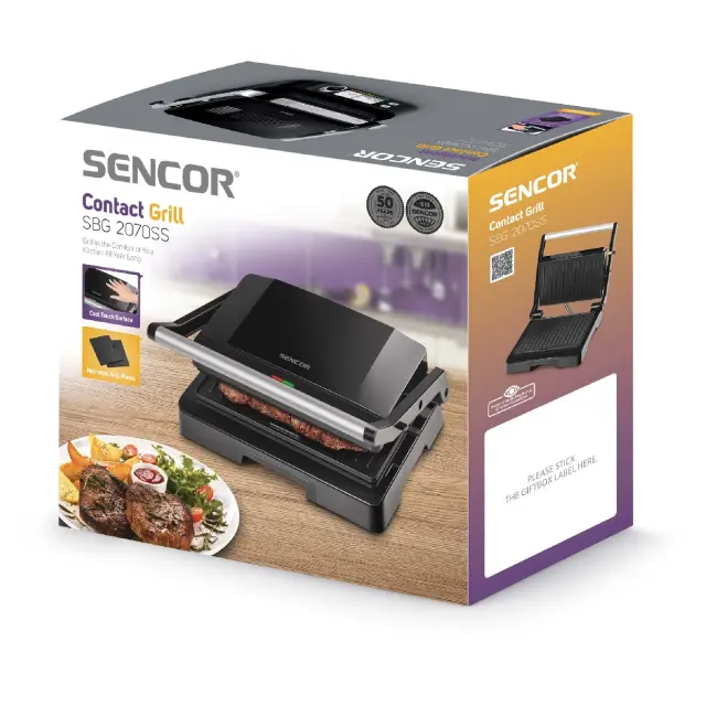 Ηλεκτρική Ψηστιέρα Sencor SBG 2070SS CoolTouch 1000W Μαύρη 2