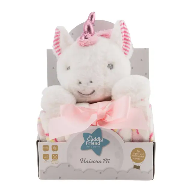 FreeON Free2Play My Cuddly Friend Κουβέρτα Αγκαλιάς 90x75cm με Λούτρινο Μονοκεράκι Eli 0+ Μηνών 2