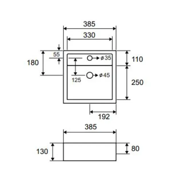 Νιπτήρας επικαθήμενος LT 2025 KARAG 38,5x38,5x13cm 2