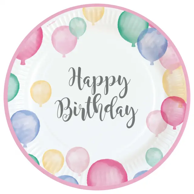 Party Πιατα Μεγαλα Happy Birthday Pastel 23 Εκατοστα 8 Τεμαχια (M990370866)