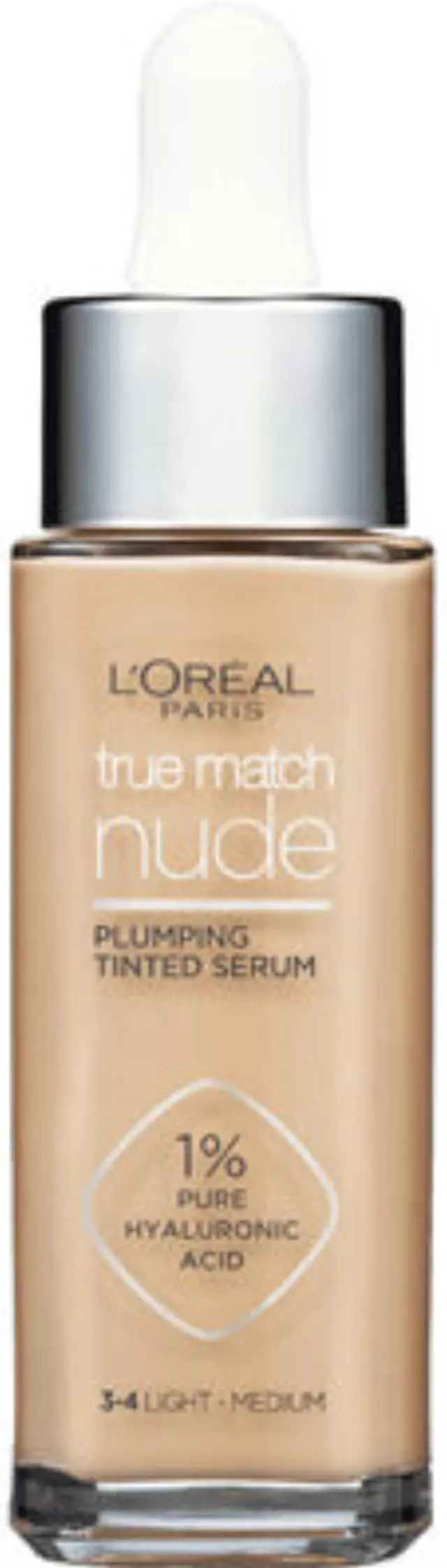 L'Oréal Paris True Match Nude Tinted Serum Foundation Ενυδατικό Serum Μακιγιάζ με Υαλουρονικό Οξύ 30ml - 3-4 Light Medium