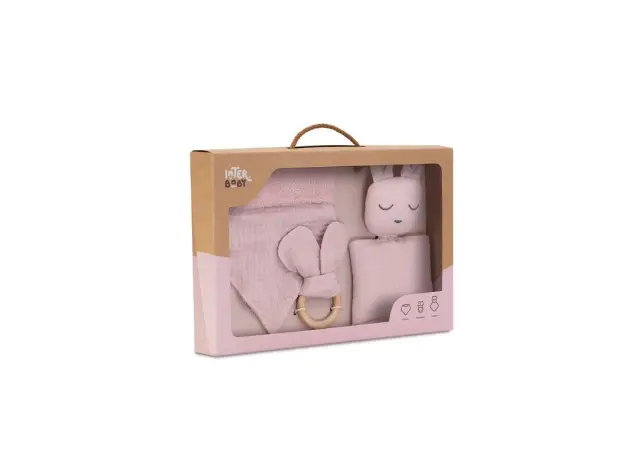 Interbaby Σετ 3 Τμχ Dou Dou, Σαλιάρα & Μασητικό Pink 2