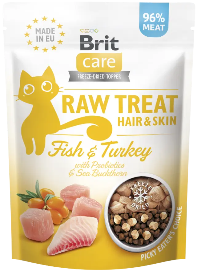 Brit Care Cat Raw Treat Hair-Skin Fish-Turkey 40gr