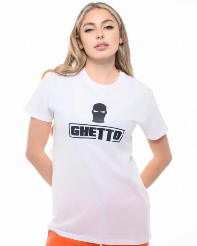 Ghetto White T-Shirt Mask Logo Unisex | Streetwear T-Shirt 3
