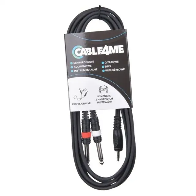 CABLE4ME 3.5mm Mini Stereo Jack Male - 2x 6.3mm Mono Jack Male 3m