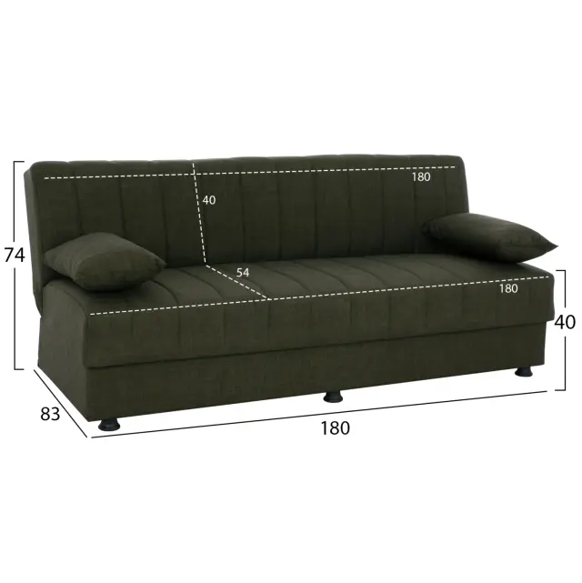 ΚΑΝΑΠΕΣ ΚΡΕΒΑΤΙ ANDRI ΤΡΙΘΕΣΙΟΣ DARK OLIVE FB93239.05 180x72x77 εκ. 3