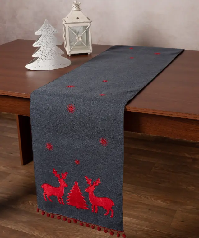 Χριστουγεννιάτικη τραβέρσα NW345 (35cm x 175cm) ανθρακί - -