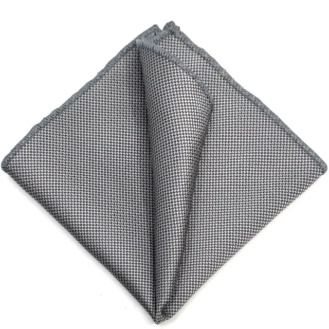 Γκρι Oxford Γραβάτα Slim 4,5 cm Σετ με Μαντηλάκι 3