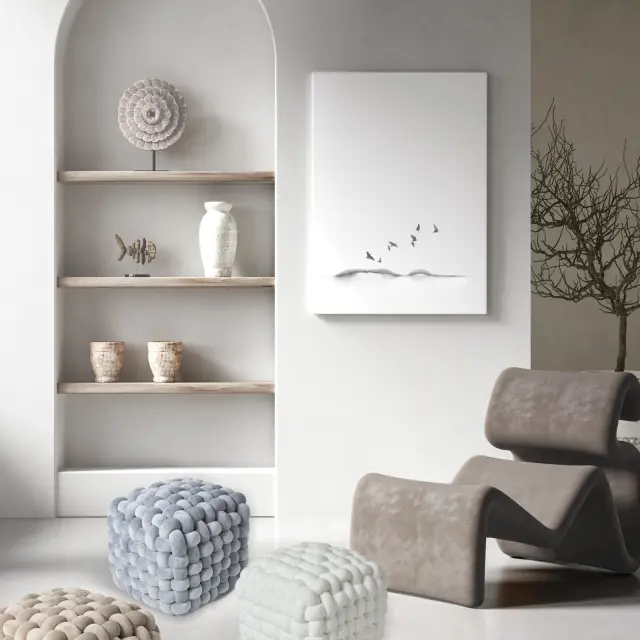 Πουφ 43x43x40 Das Home 2272 Grey 100% Πολυέστερ 2