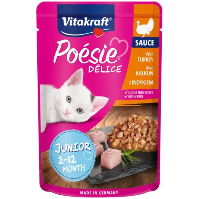 Vitakraft Φακελάκι Γάτας Poesie Delice Sauce Junior Turkey 85gr Μονόχρωμο