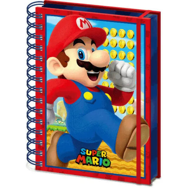 Σημειωματάριο Σπιράλ Ριγέ με Λάστιχο Super Mario 3D