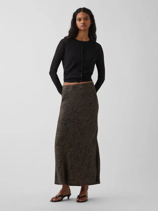 Γυναικεία Φούστα Slip σε Maxi Γραμμή Brown leopard print