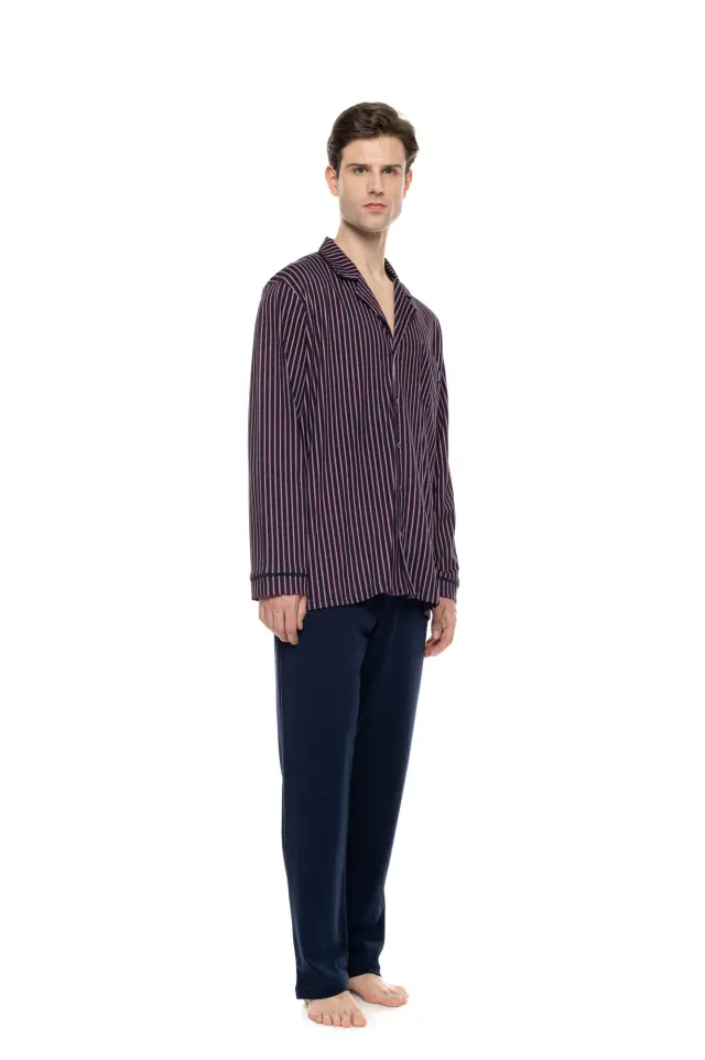Ulisse Buttoned Classic Stripe σετ ανδρική χειμερινή πυτζάμα W-M833-1 2