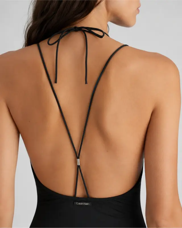Calvin Klein Γυναικείο Ολόσωμο Μαύρο Μαγιό με Cut-Out και Λεπτές Τιράντες 3