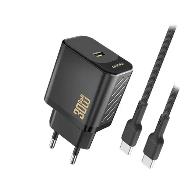 Dudao Φορτιστής A27PCEU PD 30W GaN 1x USB-C with USB-C Cable Black