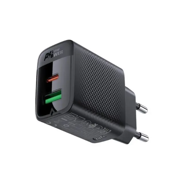 Φορτιστής Ταξιδίου Acefast A78 Fast Charging 1xUSB-C 1xUSB-A PD20W QC3.0 GaN Μαύρος