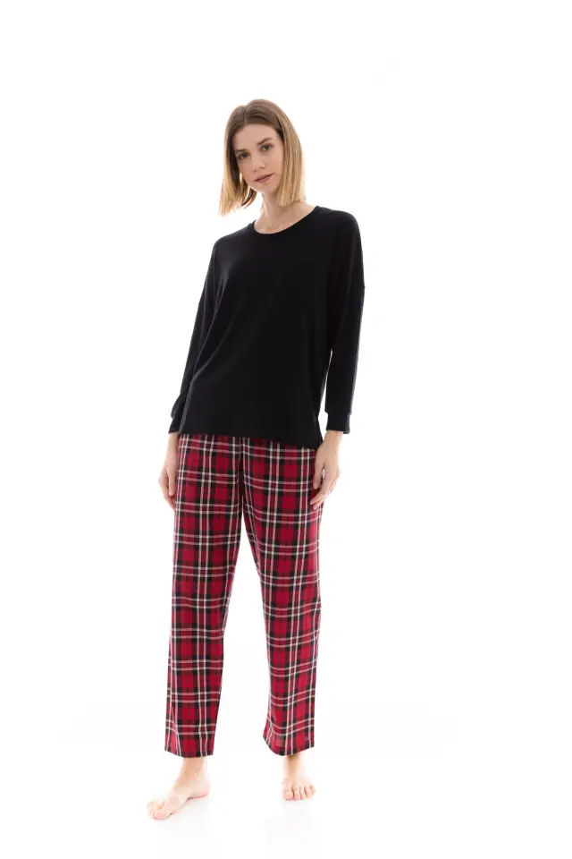 W1427 - Black - PYJAMA RED-BLACK PLAID 2