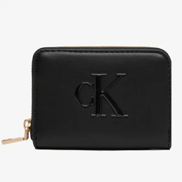 Calvin Klein Γυναικείο Μεσαίο Πορτοφόλι Bold CK Medium Zip Around Μαύρο
