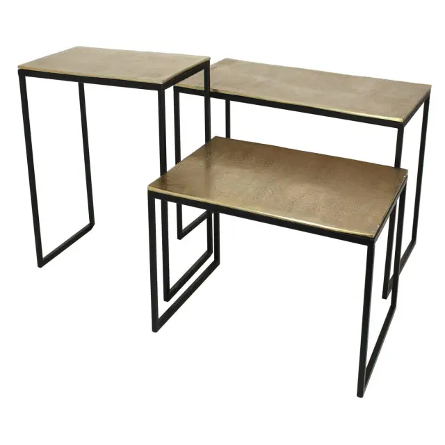 Τραπεζάκι Χρυσό Αλουμίνιο 77x38x42cm Σετ 3Τμχ 2