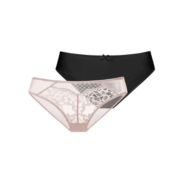 DORINA Γυναικείο Slip Sierra Brief - Διπλό Πακέτο, Χρώμα Ροζ-Μαύρο - S