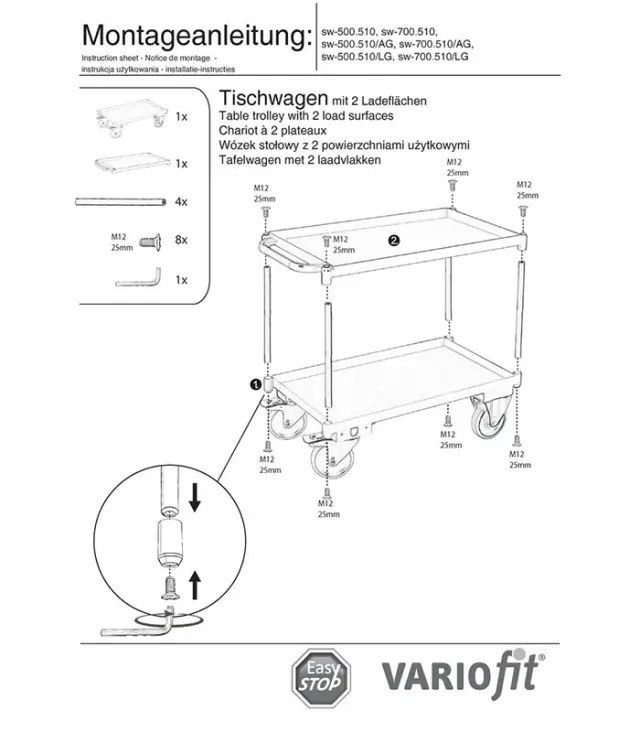Variofit sw-700.510 Τρόλεϊ Μεταφοράς 2 Επιπέδων για Φορτίο Βάρους ως 400kg 2