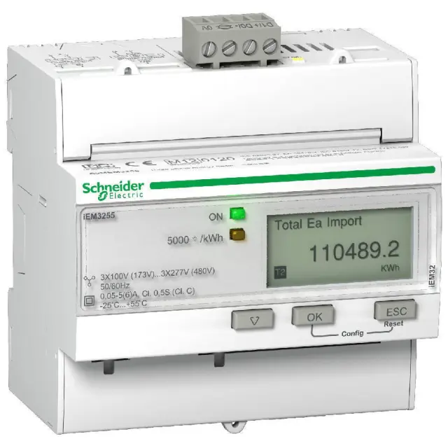 iEM3255 energy meter - CT - Modbus - 1 digital I - 1 digital O - multi-tariff - MID