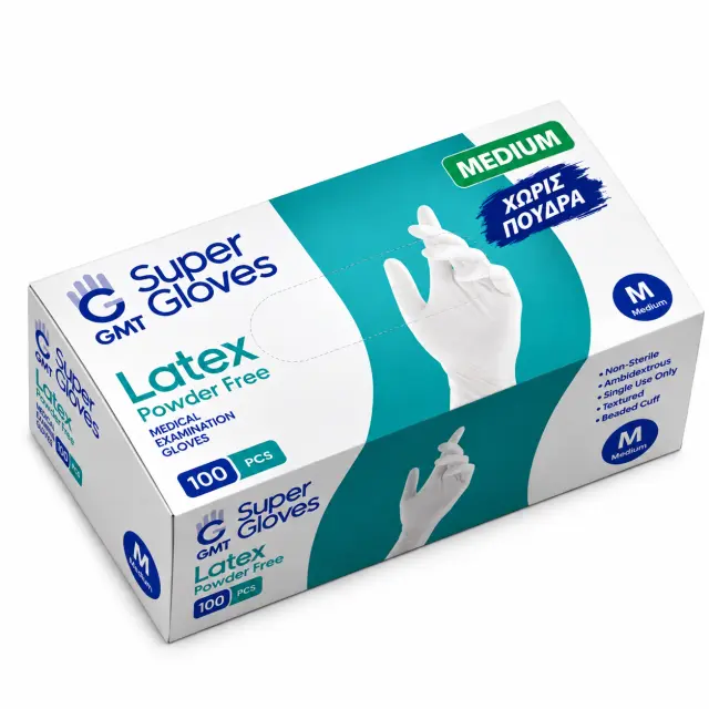 GMT Super Gloves Γάντια Νιτριλίου Χωρίς Πούδρα σε Λευκό Χρώμα 100τμχ (MEDIUM)