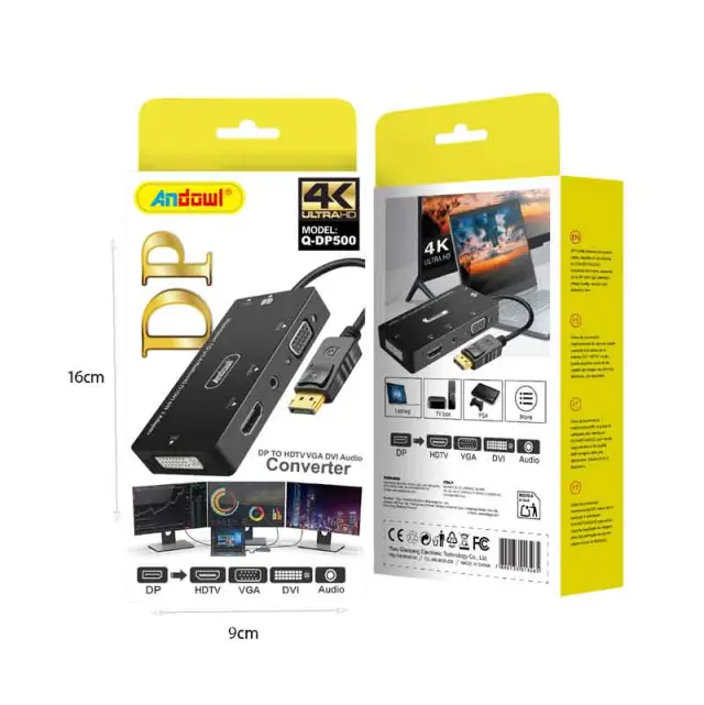 Andowl Μετατροπέας DisplayPort σε HDMI VGA DVI με Ήχο 4K - DP to HDMI VGA DVI Audio Converter 4K 0751140 2